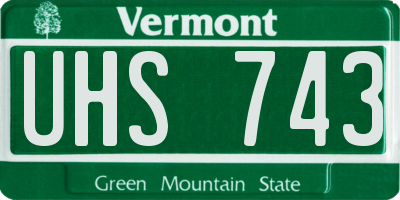 VT license plate UHS743