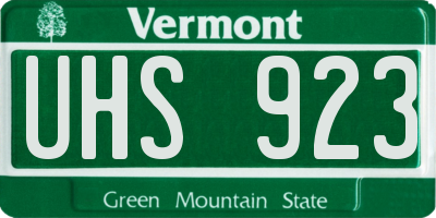 VT license plate UHS923