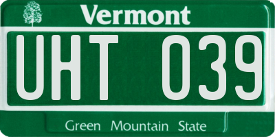 VT license plate UHT039