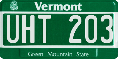 VT license plate UHT203
