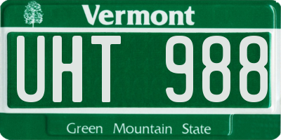 VT license plate UHT988