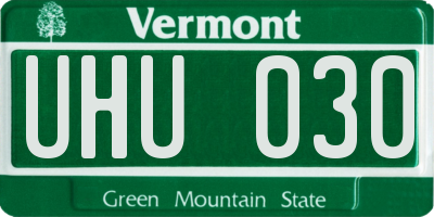 VT license plate UHU030