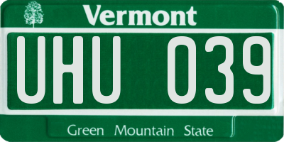 VT license plate UHU039