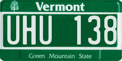 VT license plate UHU138