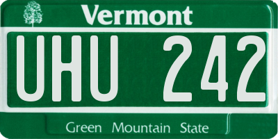 VT license plate UHU242
