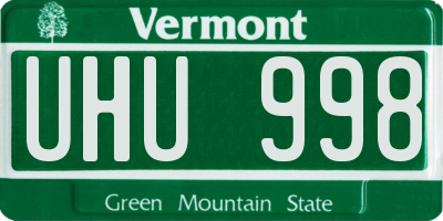 VT license plate UHU998