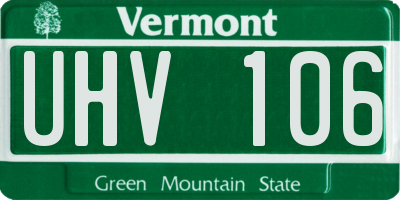 VT license plate UHV106
