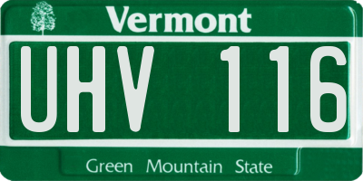 VT license plate UHV116