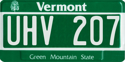 VT license plate UHV207