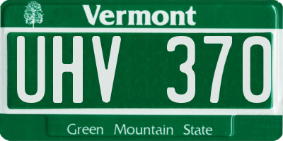 VT license plate UHV370