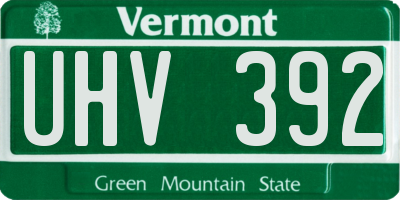 VT license plate UHV392