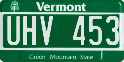 VT license plate UHV453