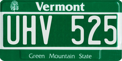 VT license plate UHV525