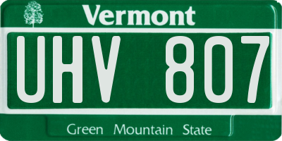 VT license plate UHV807