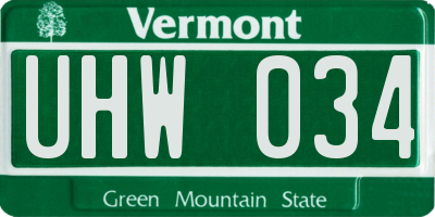 VT license plate UHW034