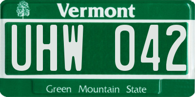 VT license plate UHW042