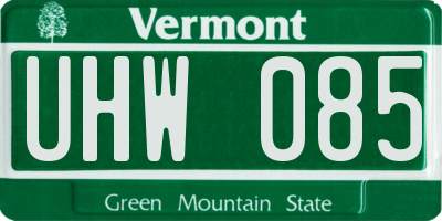 VT license plate UHW085