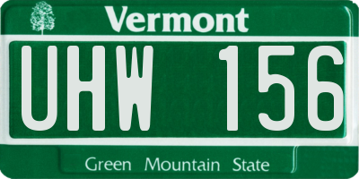 VT license plate UHW156