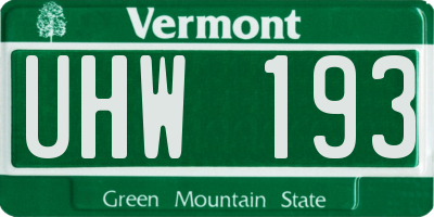 VT license plate UHW193