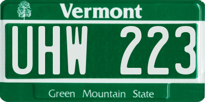 VT license plate UHW223