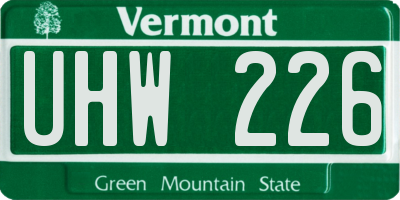 VT license plate UHW226