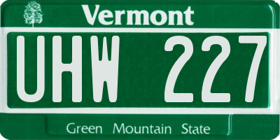 VT license plate UHW227