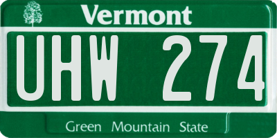 VT license plate UHW274