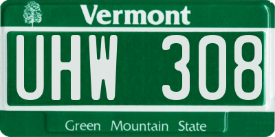 VT license plate UHW308