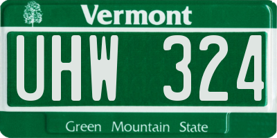VT license plate UHW324