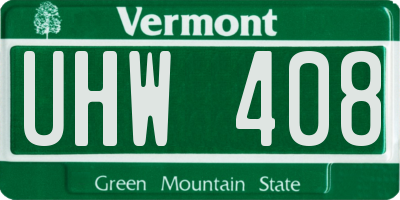 VT license plate UHW408