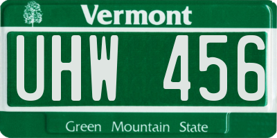 VT license plate UHW456