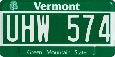 VT license plate UHW574