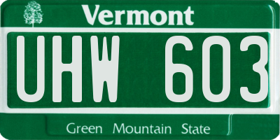 VT license plate UHW603