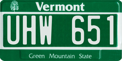 VT license plate UHW651