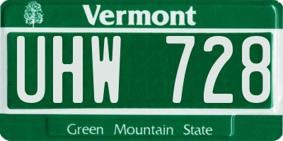VT license plate UHW728