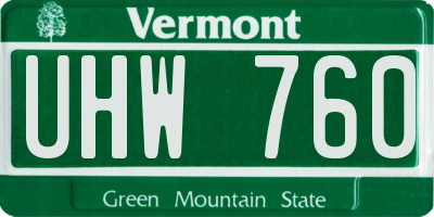 VT license plate UHW760