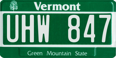 VT license plate UHW847