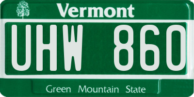 VT license plate UHW860