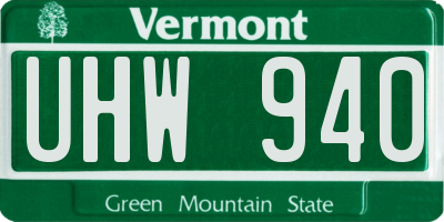 VT license plate UHW940