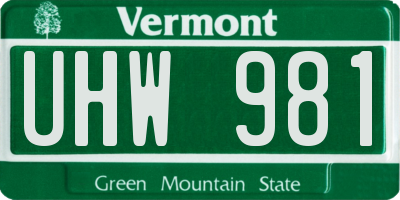 VT license plate UHW981