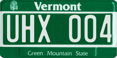 VT license plate UHX004