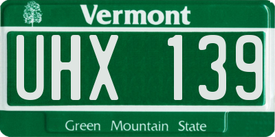 VT license plate UHX139