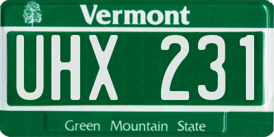 VT license plate UHX231