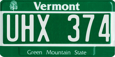 VT license plate UHX374