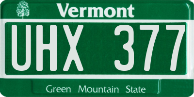 VT license plate UHX377