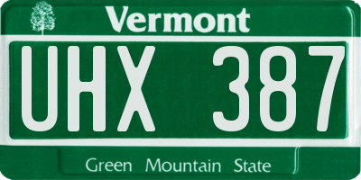 VT license plate UHX387