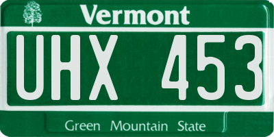 VT license plate UHX453