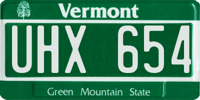 VT license plate UHX654