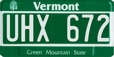 VT license plate UHX672