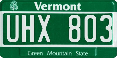 VT license plate UHX803